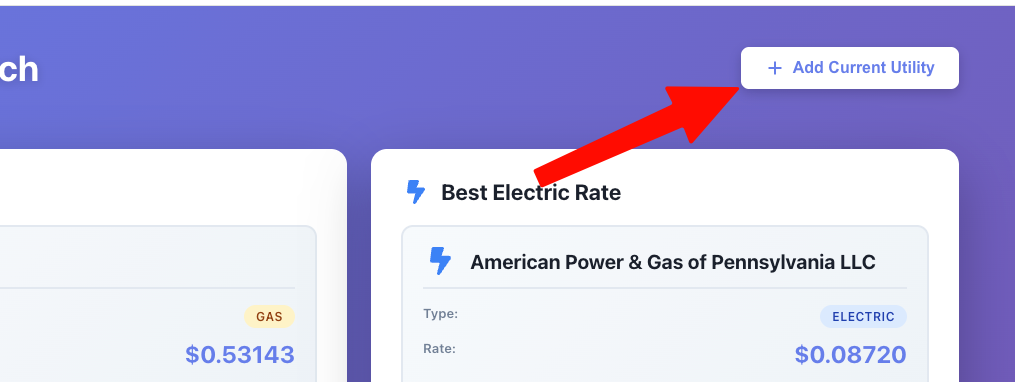 Add Current Utility button